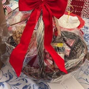 Festive Gift Basket with Red Bow